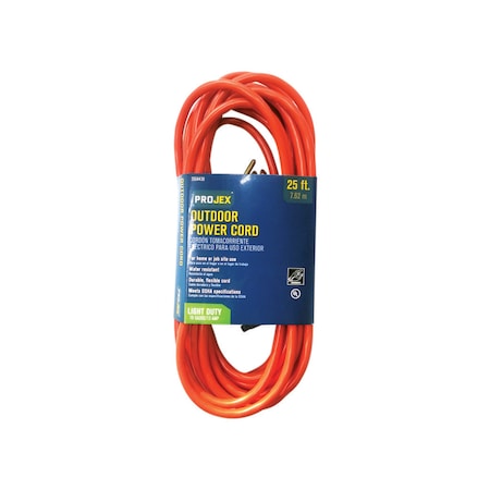 Projex SJTW Extension Cord, 16 AWG, Outdoor, 16/3, 1 Outlets, Orange, PVC, 25 ft OU163JTW025OGP